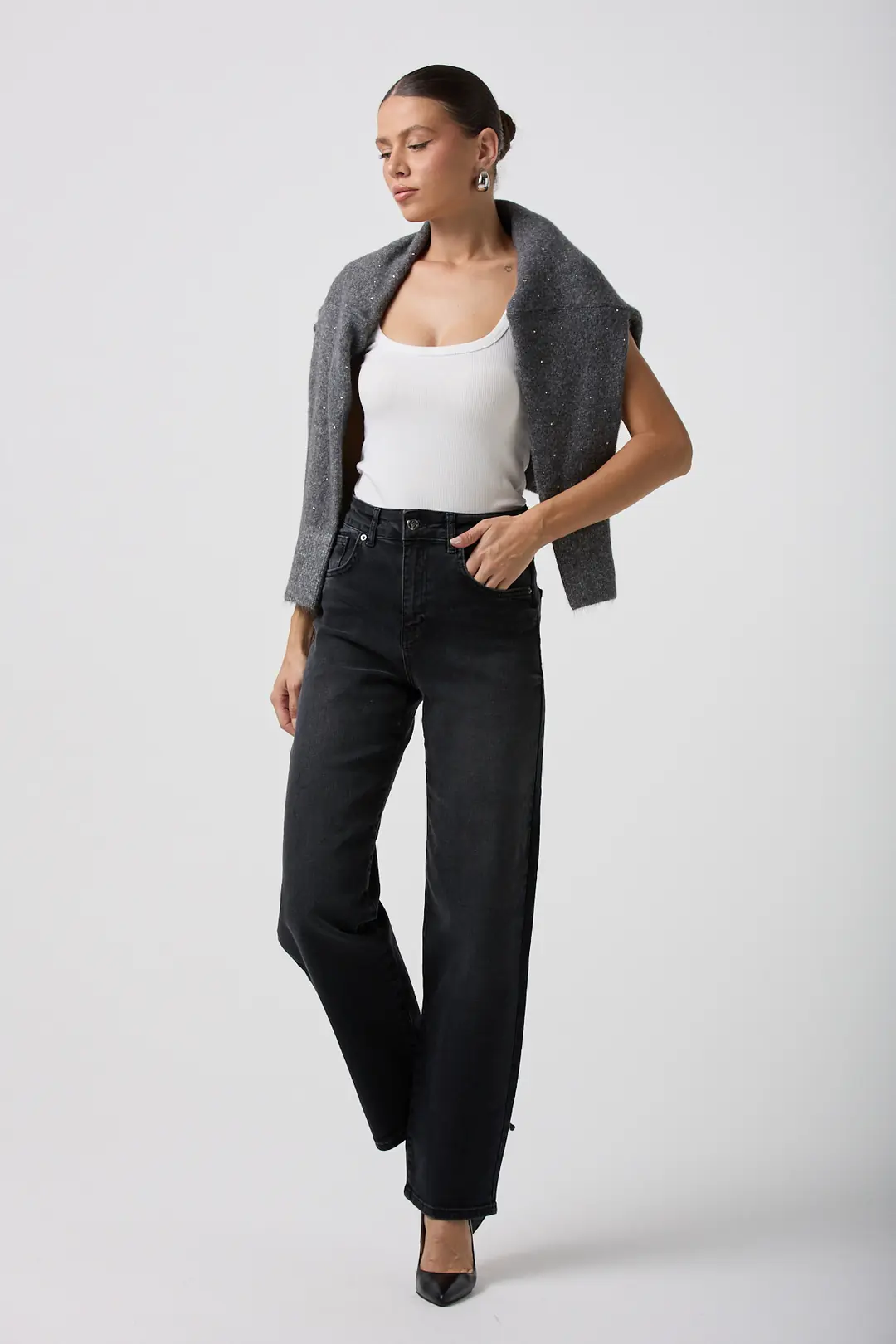 Yüksek Bel Straight Fit Jean Pantolon